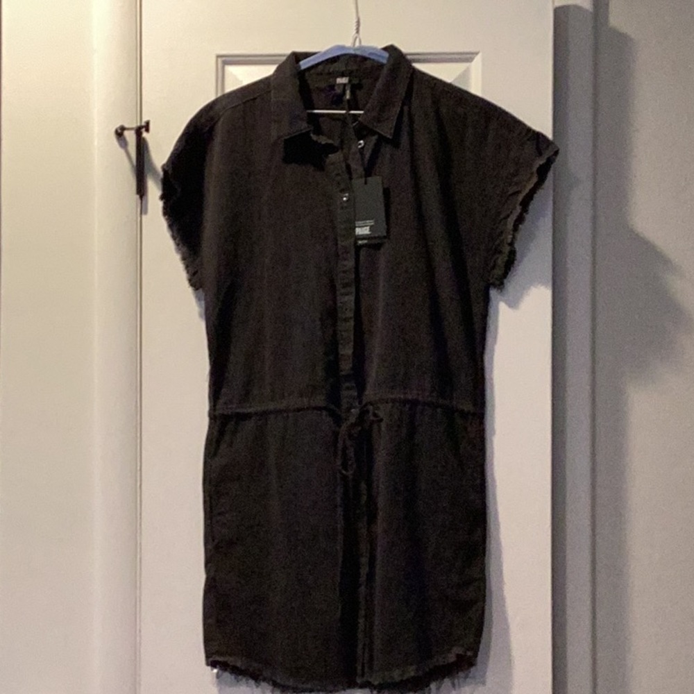 PAIGE Charcoal Denim Shirt Dress
